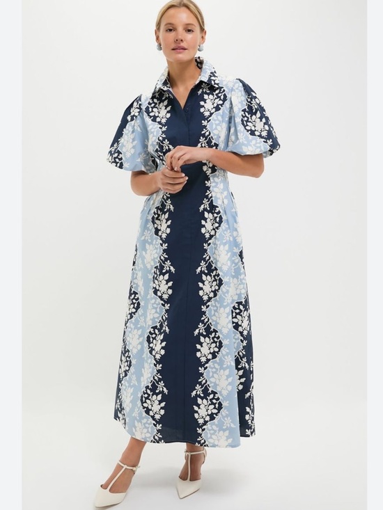Tuckernuck Dresses & Skirts - Tuckernuck Blue Fog Floral Delaney Midi Dress Size XL